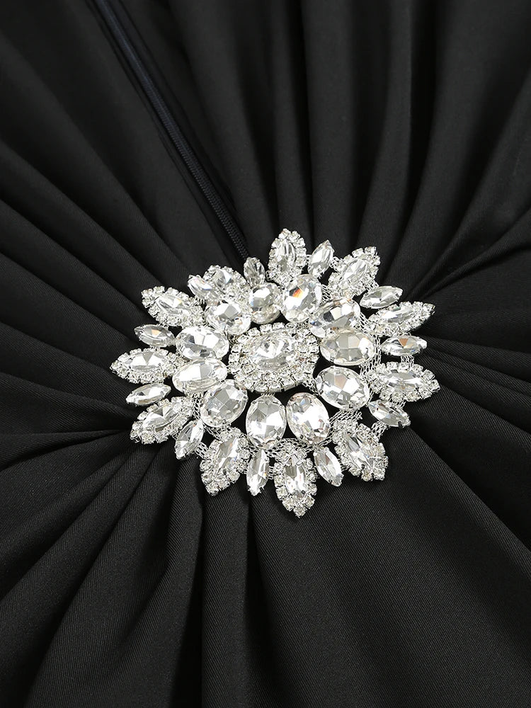 VC Black Maxi Dresses Women Sexy Deep V Neck Long Sleeves Gowns Runway Party Wear 2024 Spring New Fashion