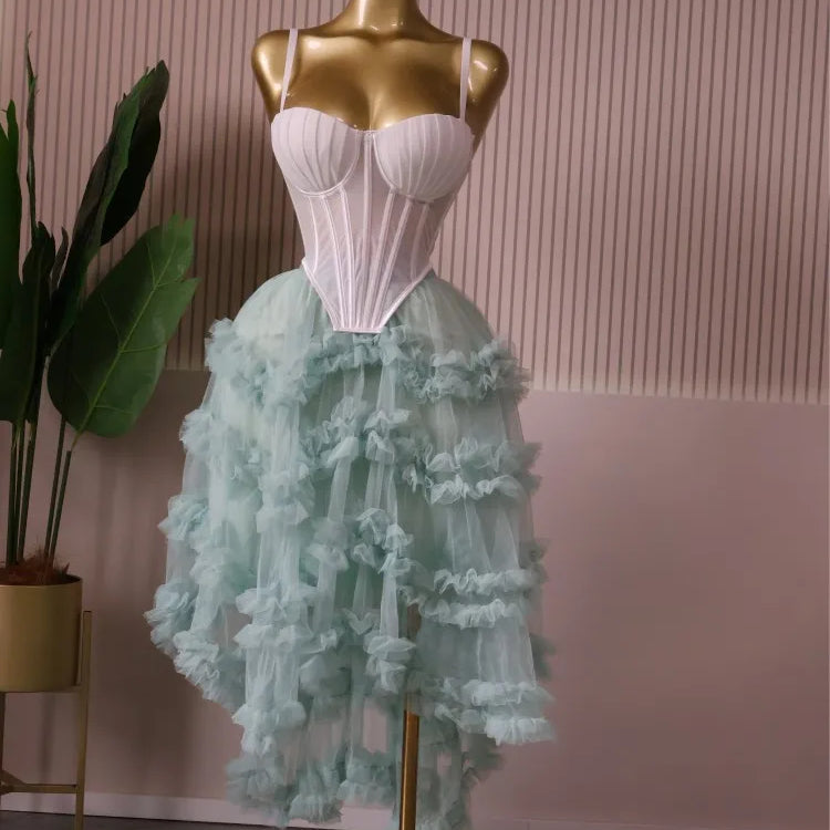 CM.YAYA Women's Dress Set Tunic Irregular Crop Top and Irregular Ball Gown Maxi Long Skirt Suit 2025 Two 2 Piece Set Outfits