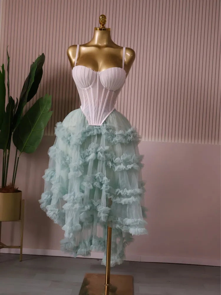 CM.YAYA Women's Dress Set Tunic Irregular Crop Top and Irregular Ball Gown Maxi Long Skirt Suit 2025 Two 2 Piece Set Outfits