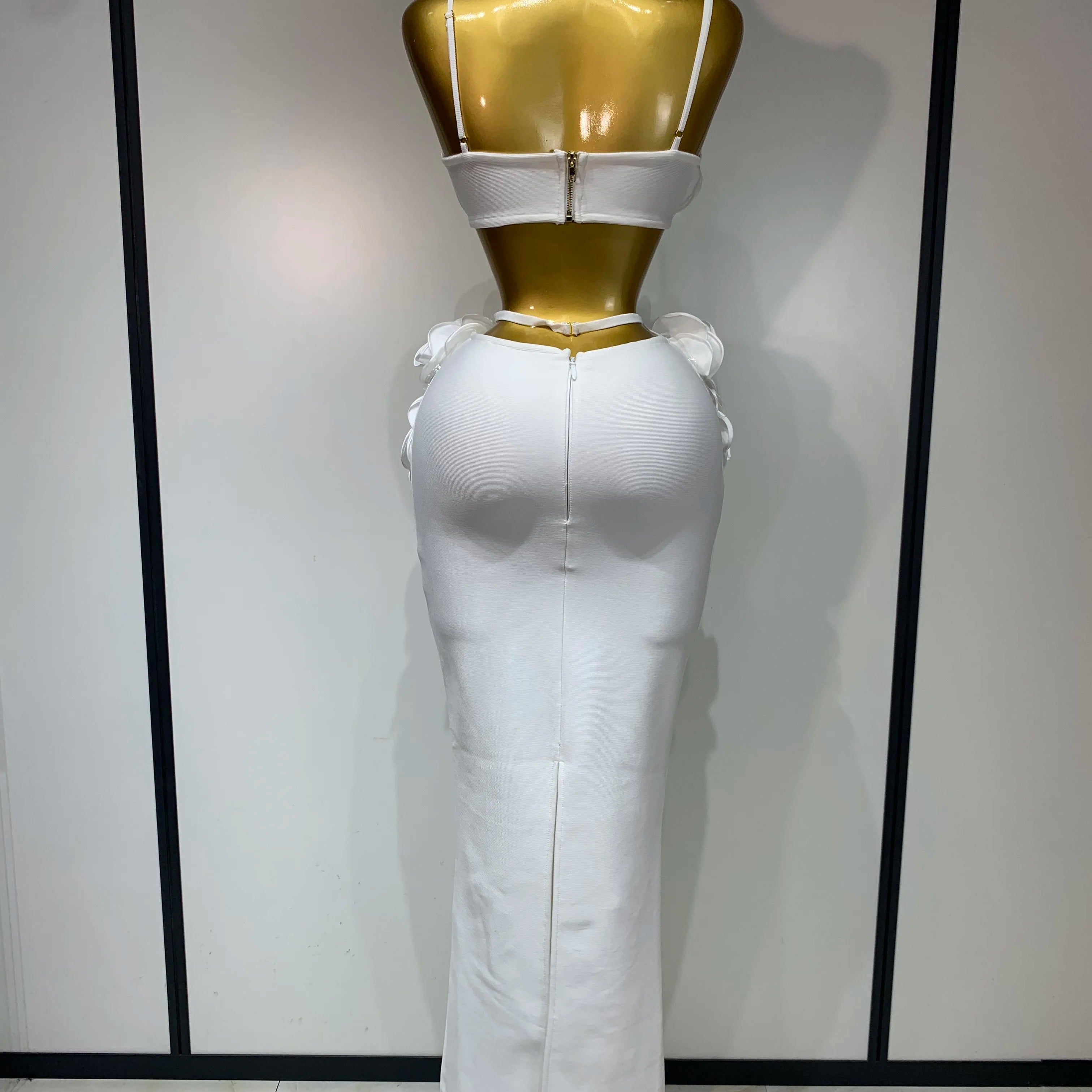 Women Sexy Camisole Floral Bandage Long Skirts Two Piece Set 2025 Celebrity Elegant Party Cocktail Prom Gown Nightclub Outfit