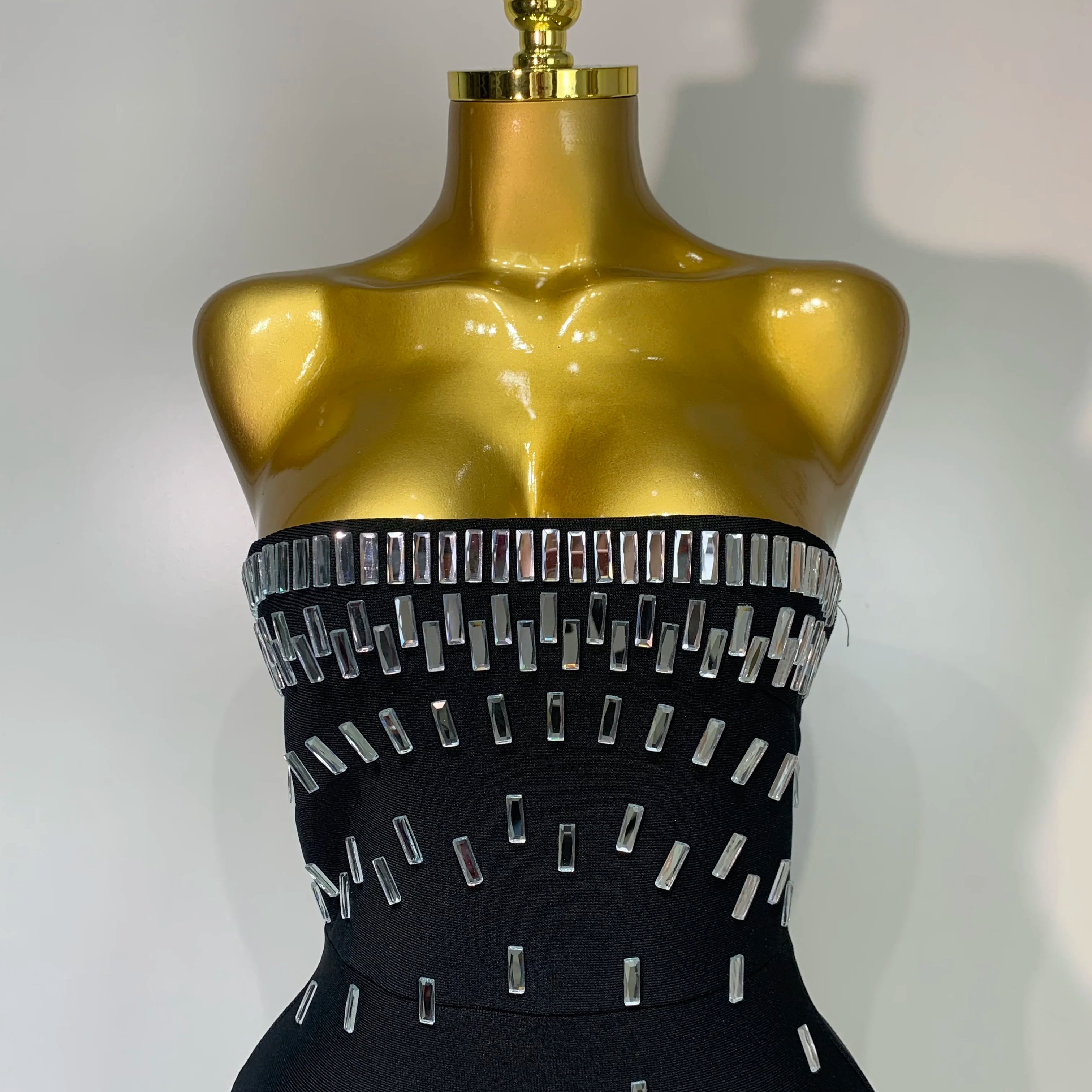 Fashion Sexy Strapless Bodycon Bandage Dress Luxury Rhinestone Celebrity Elegant Evening Prom Gown Birthday Wedding Guest Dress