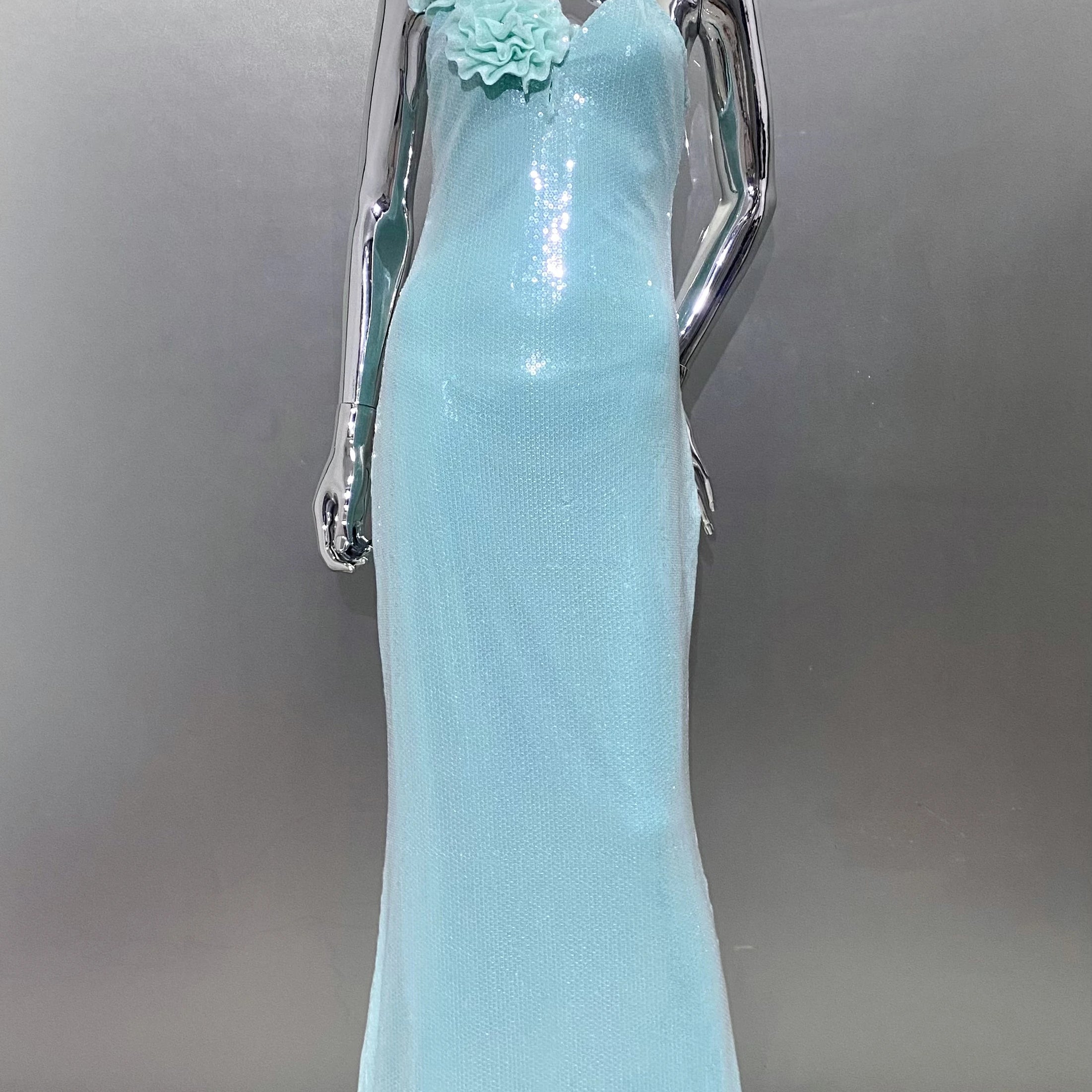 2024 Summer Mint Green Sequins Spaghetti Strap Ankle Length Dress Graceful Woman Evening Party Dress Holiday Vocation Outfit