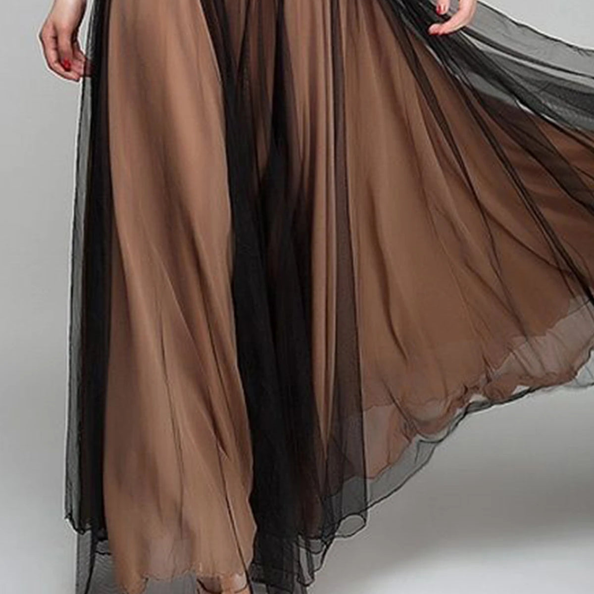 Women Plus Size Elegant Plain Boat Neck Dress Mesh Transparent Pleated A-Line Autumn Flowy Hem Wedding Guest Fashion Maxi Dress