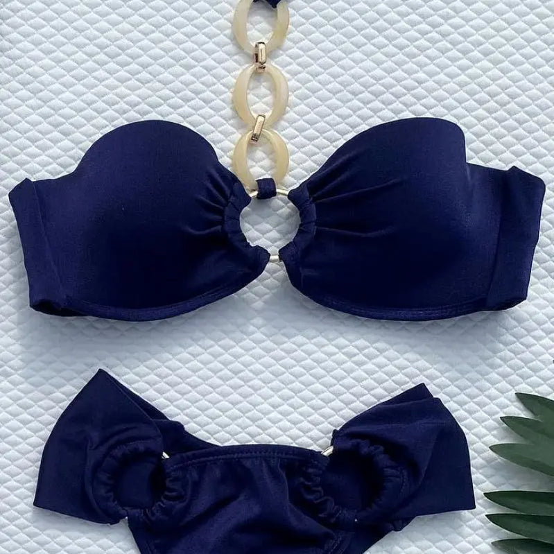 Summer Push Up Bikini Sets Solid Women's Swimsuit Vintage Print Swimwear Vacation Bathing Suit Sexy Summer Outfits Beachwear 20