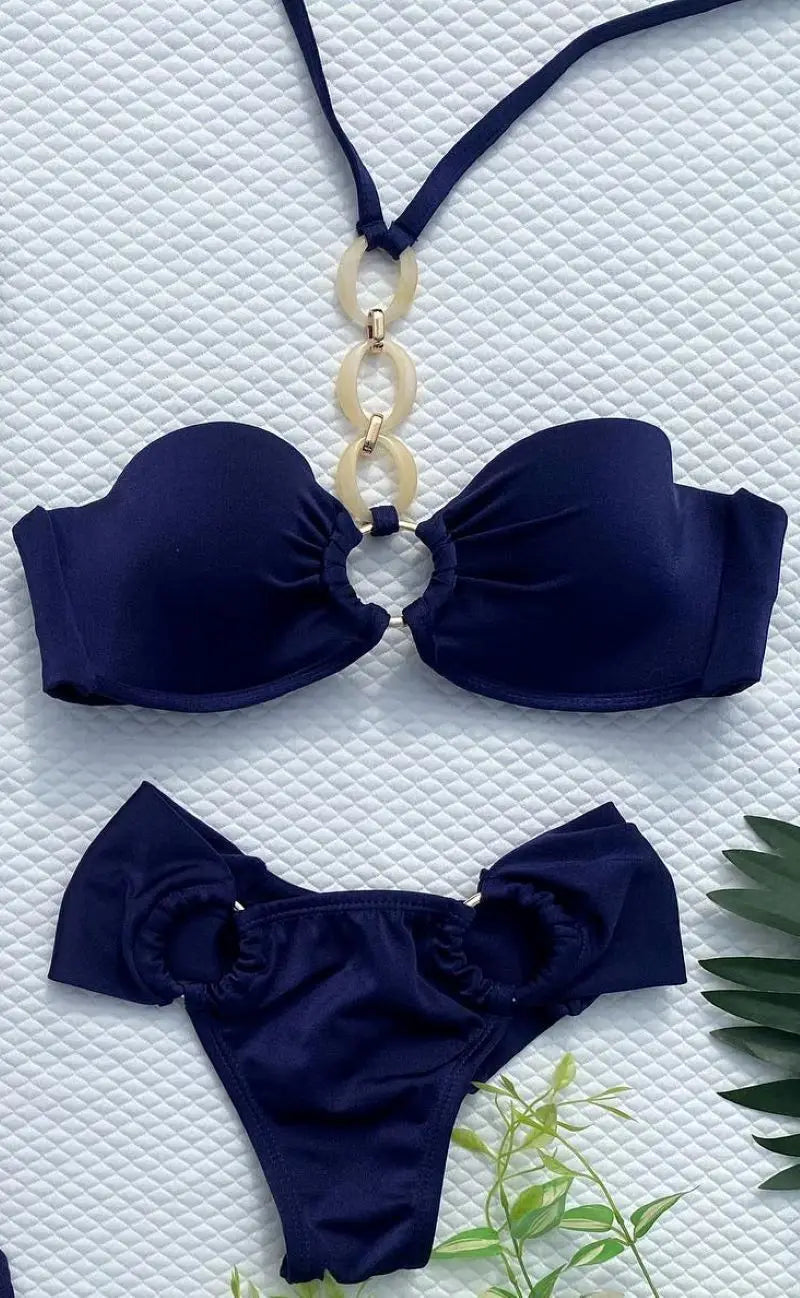 Summer Push Up Bikini Sets Solid Women's Swimsuit Vintage Print Swimwear Vacation Bathing Suit Sexy Summer Outfits Beachwear 20