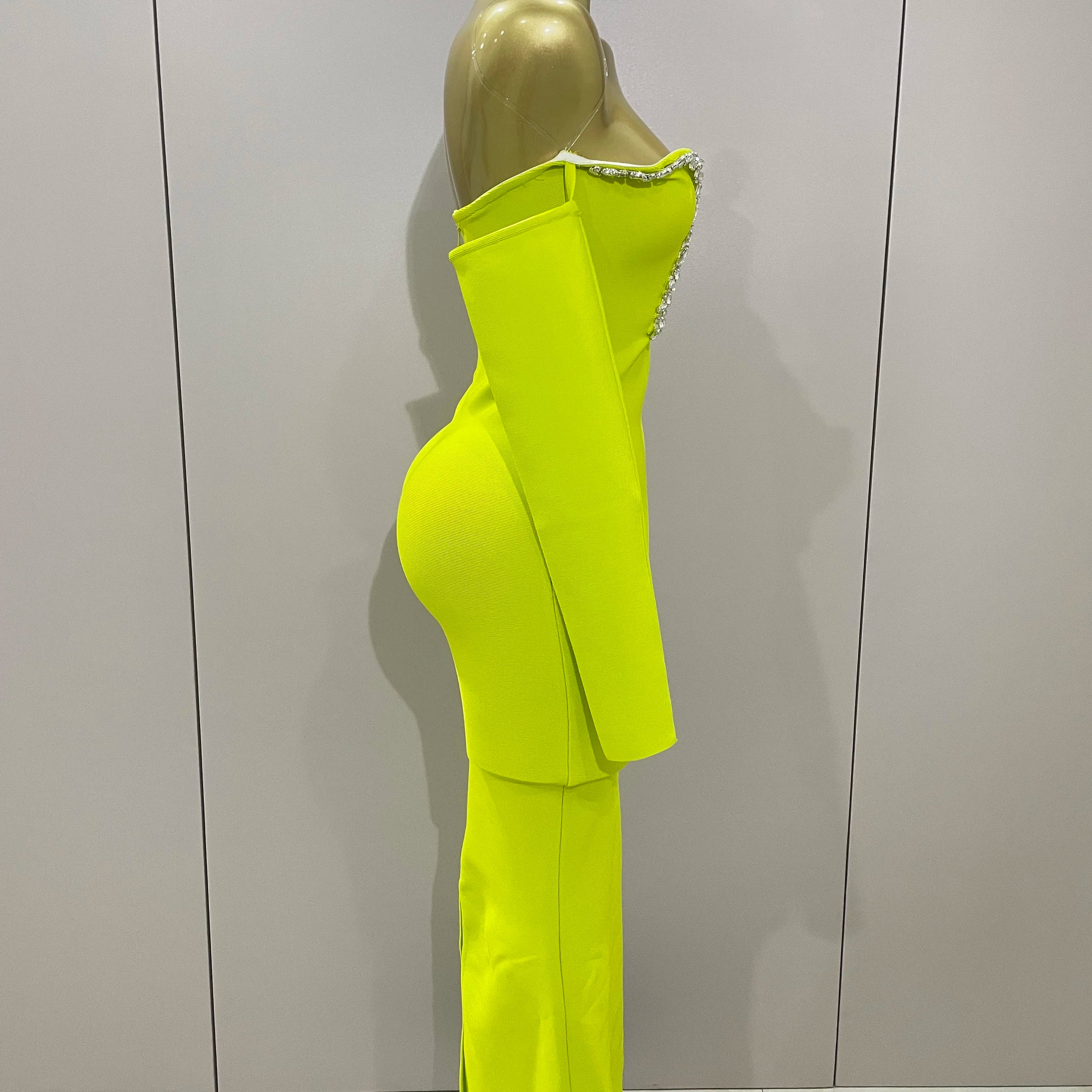 Sexy Off Shoulder Luxury Diamonds Long Bodycon Bandage Dress 2025Women Celebrity Elegant Prom Gown Birthday Club Cocktail Dress