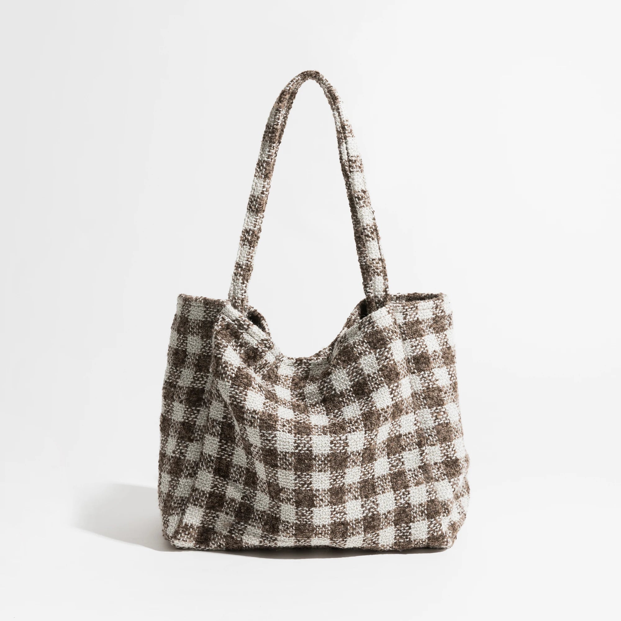 Plaided Checkered Stylish Female Tote Handbag y2k Trend Casual Square Shoulder Purse Soft Women Big Grocery Shopper Bag B
