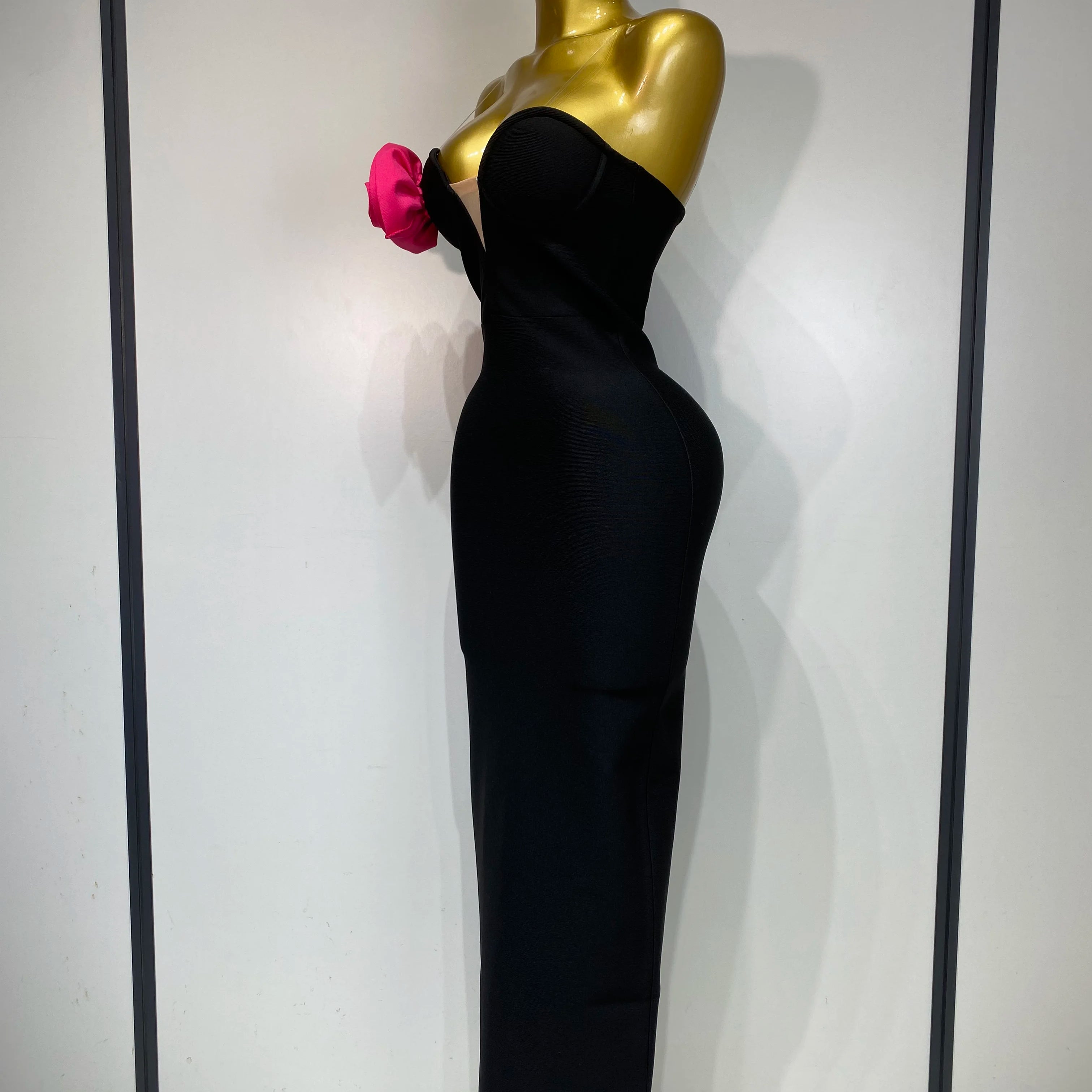 Women Sexy Strapless Backless Flower Patchwork Maxi Long Bandage Dress 2025 Elegant Evening Club Luxury Birthday Party Dresses