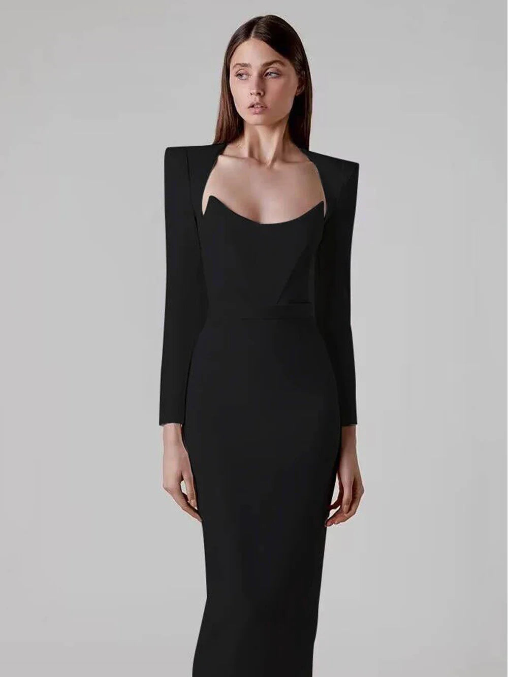 Arrival Women Winter Sexy Long Sleeve V Neck Pink Black White Midi Bandage Dress Elegant Evening Club Party Dress