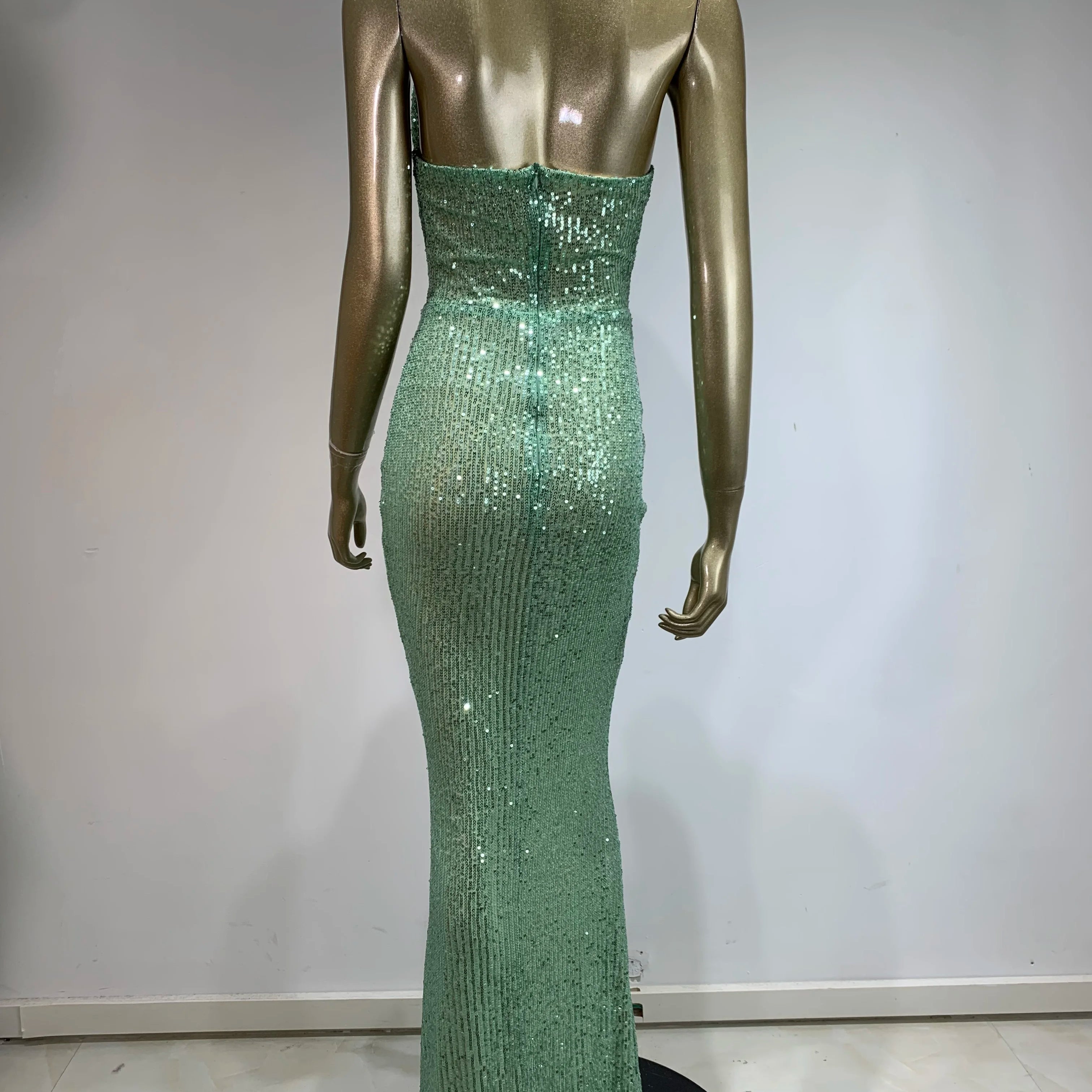 Women Celebrity Sexy Backless Halter Mesh Sequins Sparkly Maxi Long Gowns Dress 2024 Elegant Evening Party Club Dress Vestido