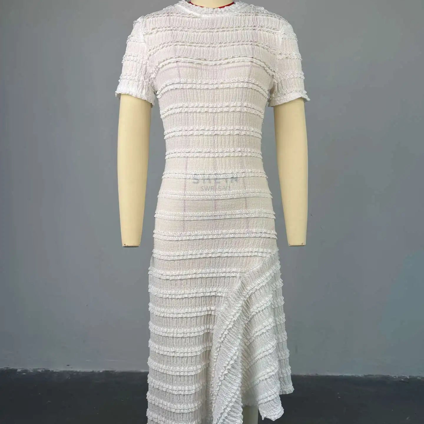 CM.YAYA Women Short Sleeve O-neck Big Swing Elastic Dress 2025 Sweet Elegant Sexy Birthday Beach Night Party Vestidos Dresses