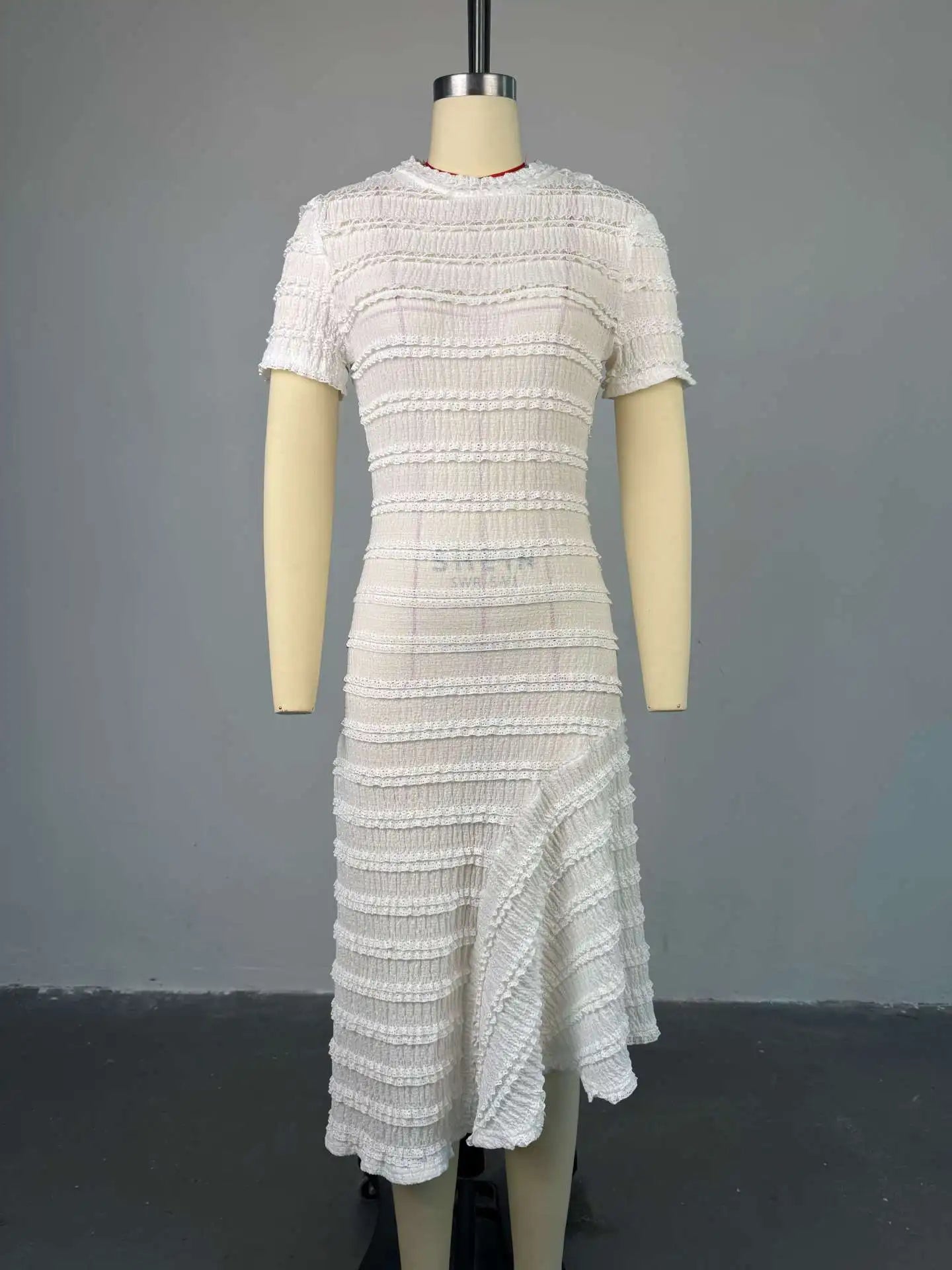 CM.YAYA Women Short Sleeve O-neck Big Swing Elastic Dress 2025 Sweet Elegant Sexy Birthday Beach Night Party Vestidos Dresses