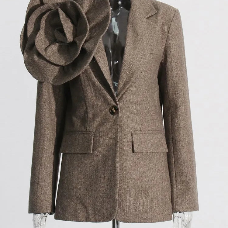 TWOTWINSTYLE Patchwork Appliques Blazer For Women Notched Collar Long Sleeve Spliced Button Detachable Blazers Female Fashion