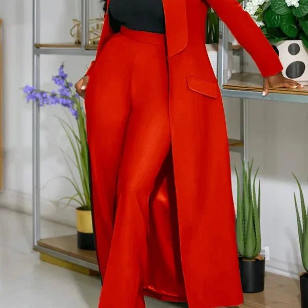 CM.YAYA Women's Set Full Sleeve X-Long Blazer Coat+ Long Pant Suit 2025 Spring Streetwear Two 2 Piece Set Africa OL Work Outfits