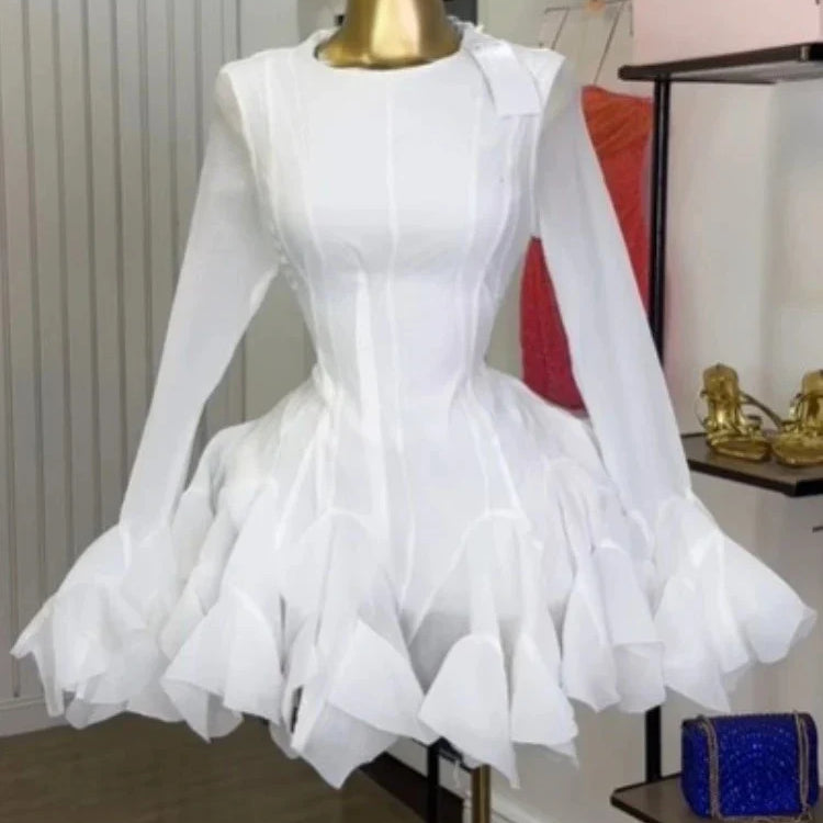 CM.YAYA Women flare long sleeve Printed Big Swing Ball Gown Dress 2025 Summer Holiday Night Club Party Vestidos Sexy Dresses