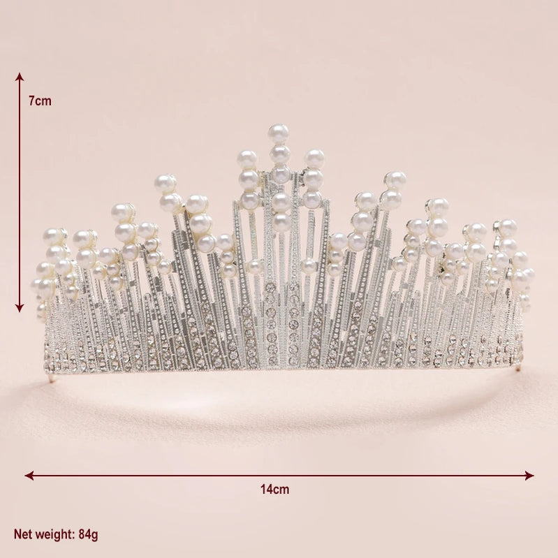 Bridal Headwear - A Golden Lady Fashion Wedding Princess Imitation Pearl Classic Tiaras Girl Luxurious Birthday Crown TS-0079-A