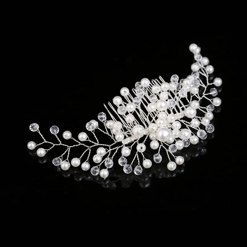 Crystal Pearl Wedding Hair Combs Hair Accessories for Bridal Hair Clips Pin Accessories Jewelry Handmade Women Head Ornaments