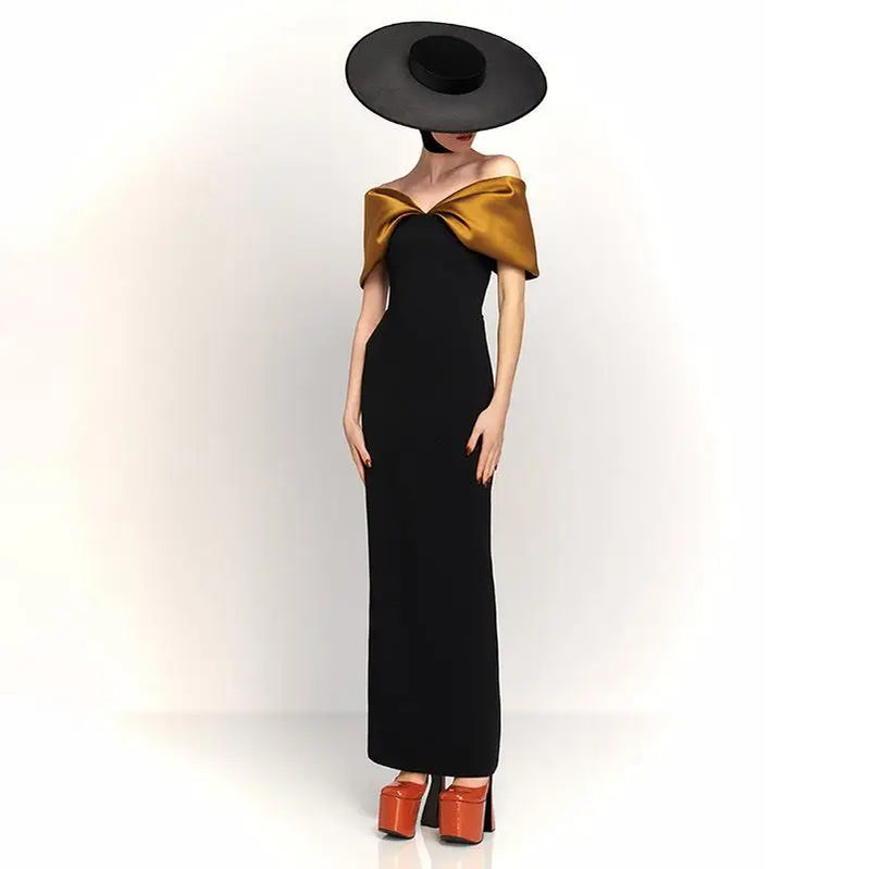 Elegant Purple Satin Patchwork Off Shoulder Midi Dresses New Lady Sleeveless Backless Slim Fit Long Vestido Evening Party Gowns