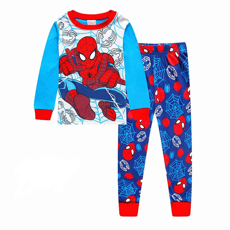 Children's Pyjamas Spiderman Iron Man Set Kids Sleepers Hero Collection Set Boys Girls Cartoon Long Sleeve Sleepwear 2-7T