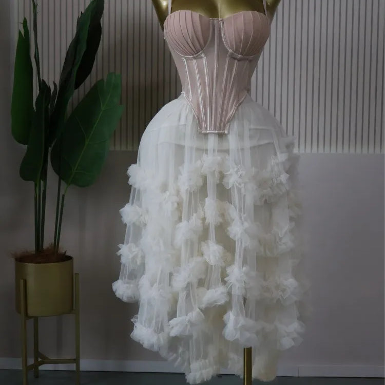 CM.YAYA Women's Dress Set Tunic Irregular Crop Top and Irregular Ball Gown Maxi Long Skirt Suit 2025 Two 2 Piece Set Outfits