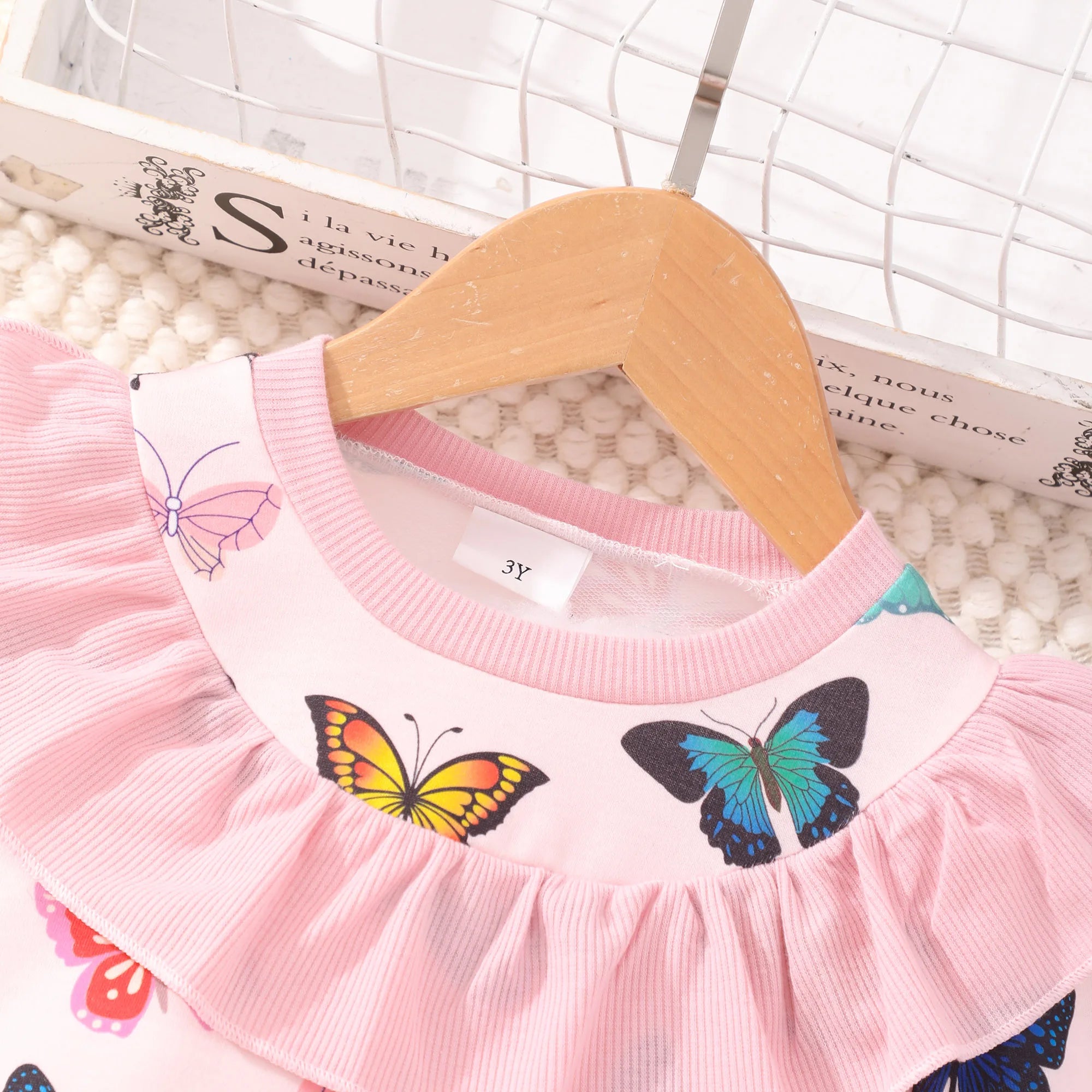 Children's Clothing Set 2-7 Y Autumn/Winter Fashion Flower Print Long Sleeve Top+Pants Two Piece Girls' Set