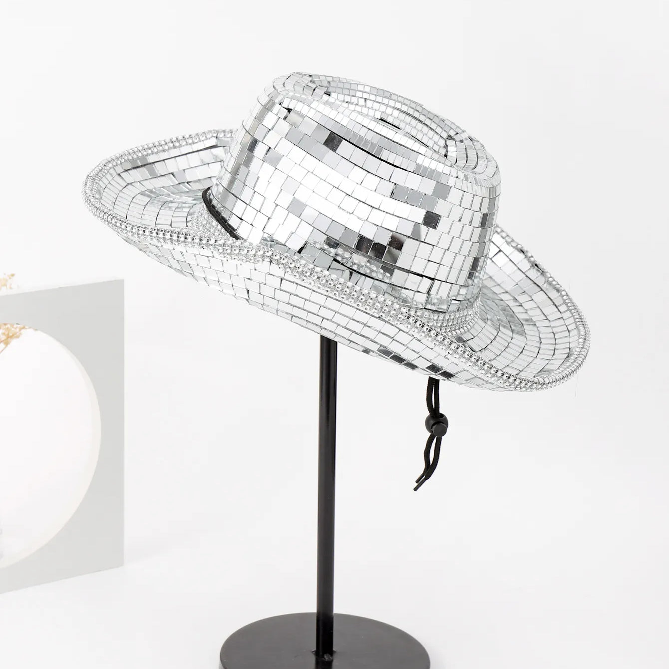 Cappello da palla specchio lucido da cowgirl argento da cowgirl Disco Ball Cappello da cowboy Cap per uomo Western