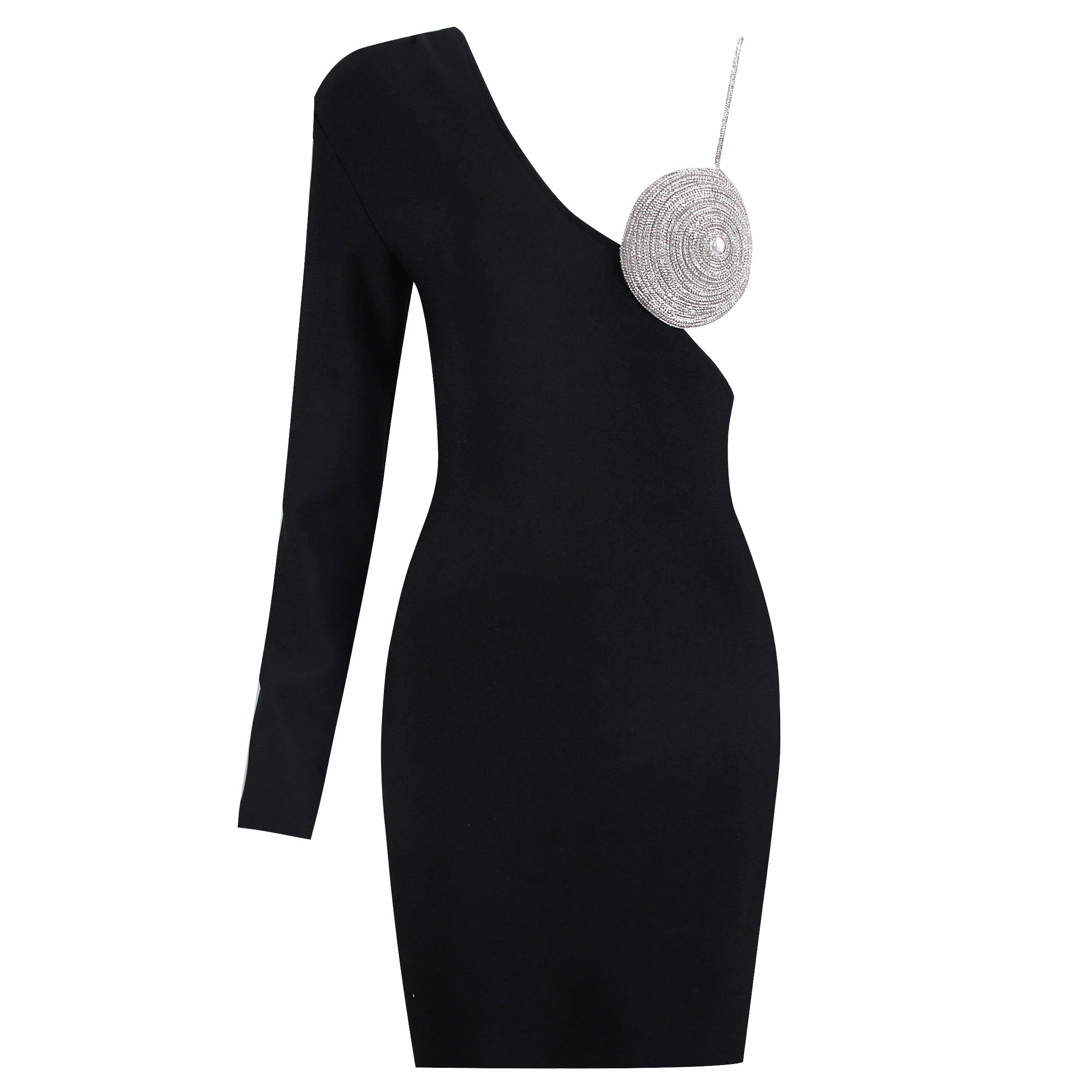 Factory Wholesale Women's Black Spaghetti Strap Rhinestones Mini Sexy Boutique Celebrity Cocktail Party Bandage Dress black CHINA