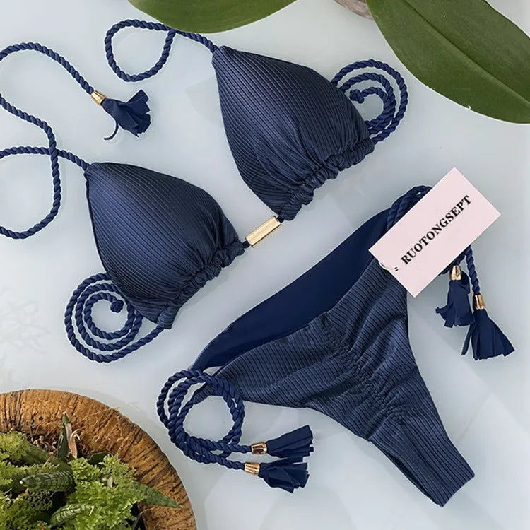 Sexy Bikini Push Up Women Swimsuit Thong Brazilian Bikini Swimwear Female Swimming Bathing Suit Beachwear 8238