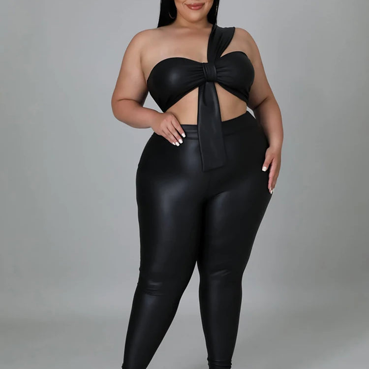 Two Piece Set for Women Strapless Crop Top and Pants Tight Night Club Outfit Sexy Set Plus Size Suit Wholesale Dropshipping