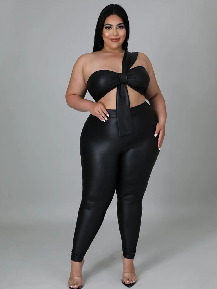 Two Piece Set for Women Strapless Crop Top and Pants Tight Night Club Outfit Sexy Set Plus Size Suit Wholesale Dropshipping