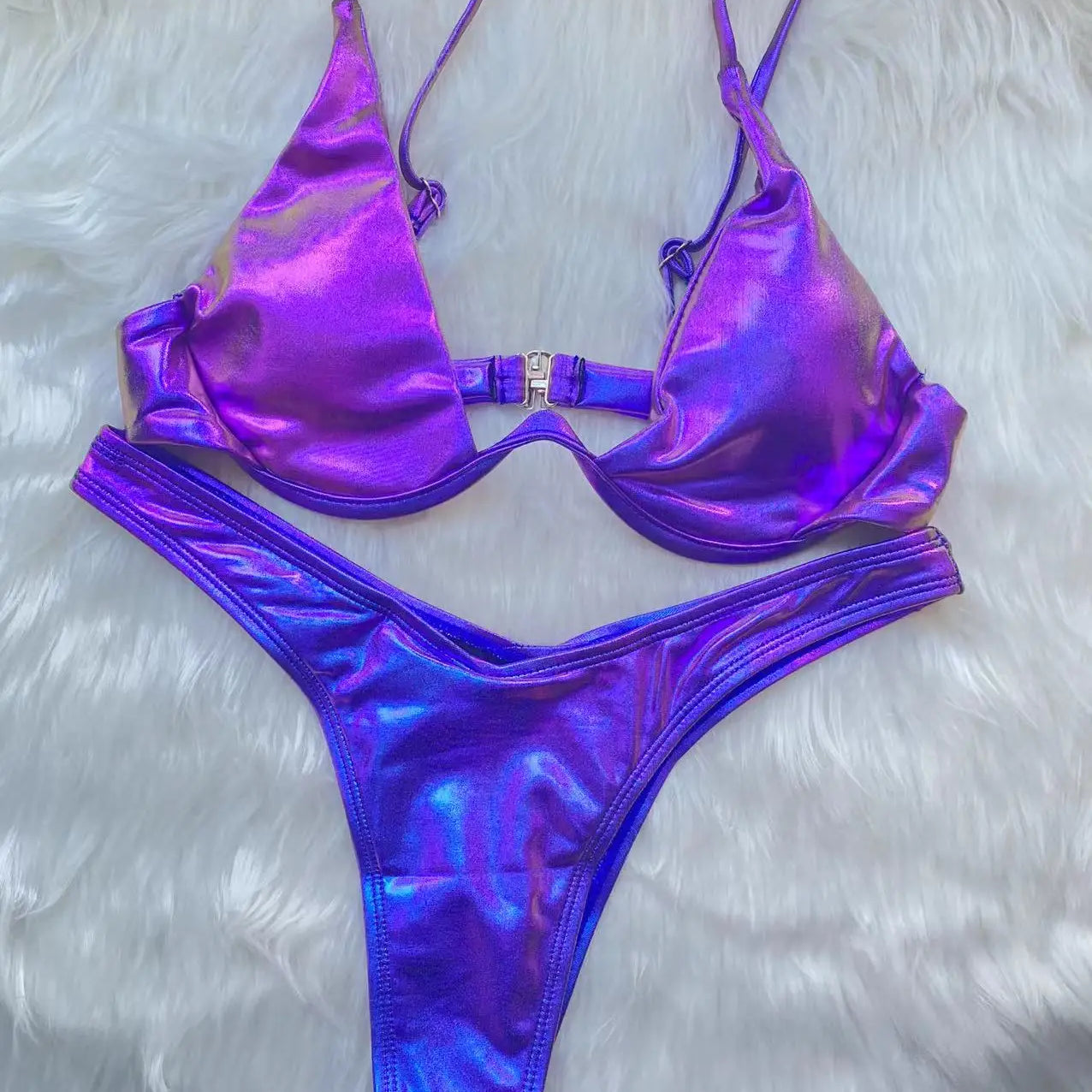 Sexy Triangle Bikini 2022 holographic Blue Push Up Extreme Thong Swimwear Brazilian Bandage Bathing Suit Swimsuit Micro Biquini 1