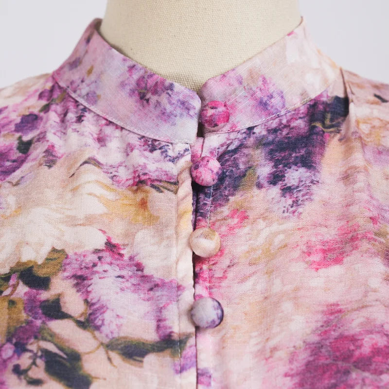 Shot Spot Niche Style Sleeve Single-Breasted Positioning Printing Women's Belt Pocket Short Skirt Large Swing Skirt