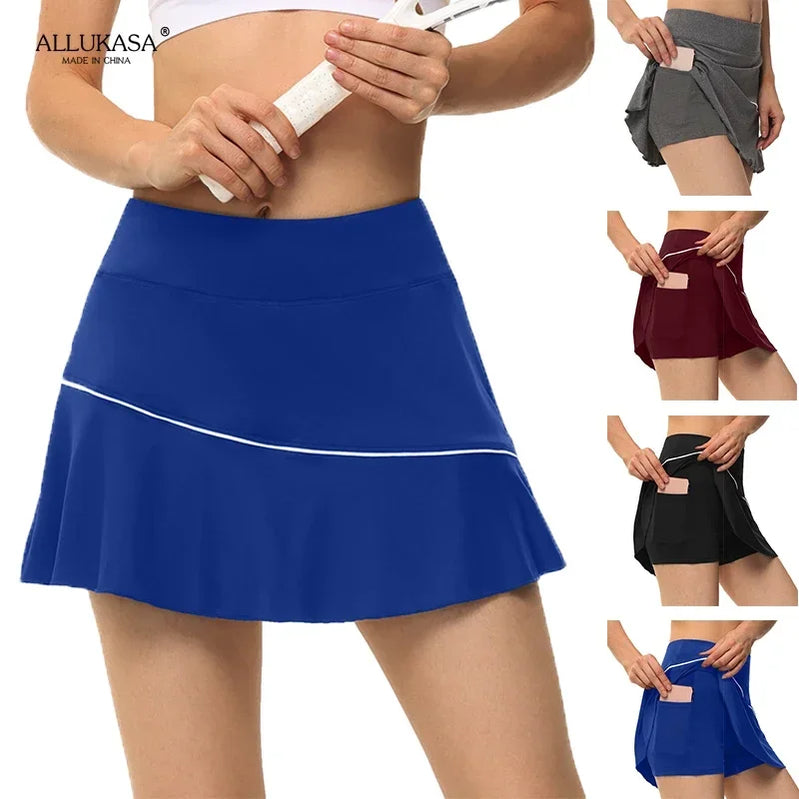 Allukasa Golf Sport Einfarbig Workout Volleyball S-5XL Tennis Running Skort Skirt Athletic Yoga2020 Athletisch Fitness Skirts