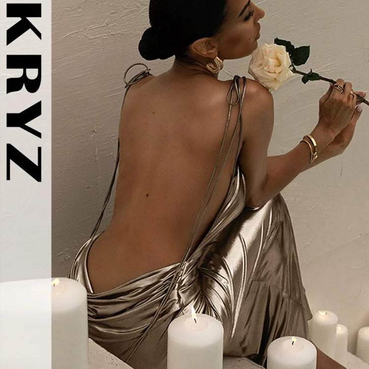 Ladies New Elegant Evening Party Dress Women Sleeveless Backless Sexy Bodycon Maxi Dresses Female Clubwear Fashion Prom Outfits