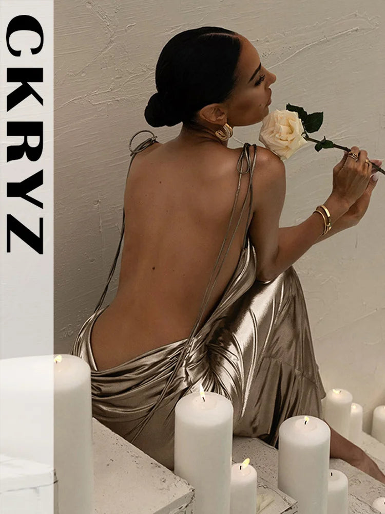 Ladies New Elegant Evening Party Dress Women Sleeveless Backless Sexy Bodycon Maxi Dresses Female Clubwear Fashion Prom Outfits