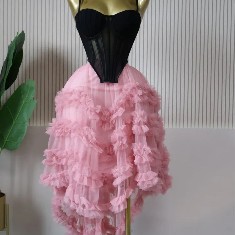 CM.YAYA Women's Dress Set Tunic Irregular Crop Top and Irregular Ball Gown Maxi Long Skirt Suit 2025 Two 2 Piece Set Outfits