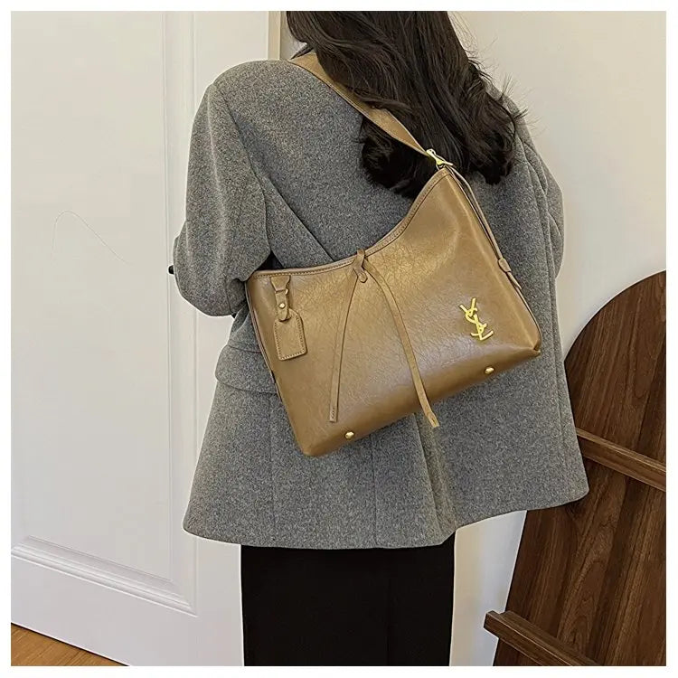 2025 Genuine Leather Tote Bag, Vintage Inspired Shoulder Bag for Women, Unique Retro Purse, Luxe & Timeless