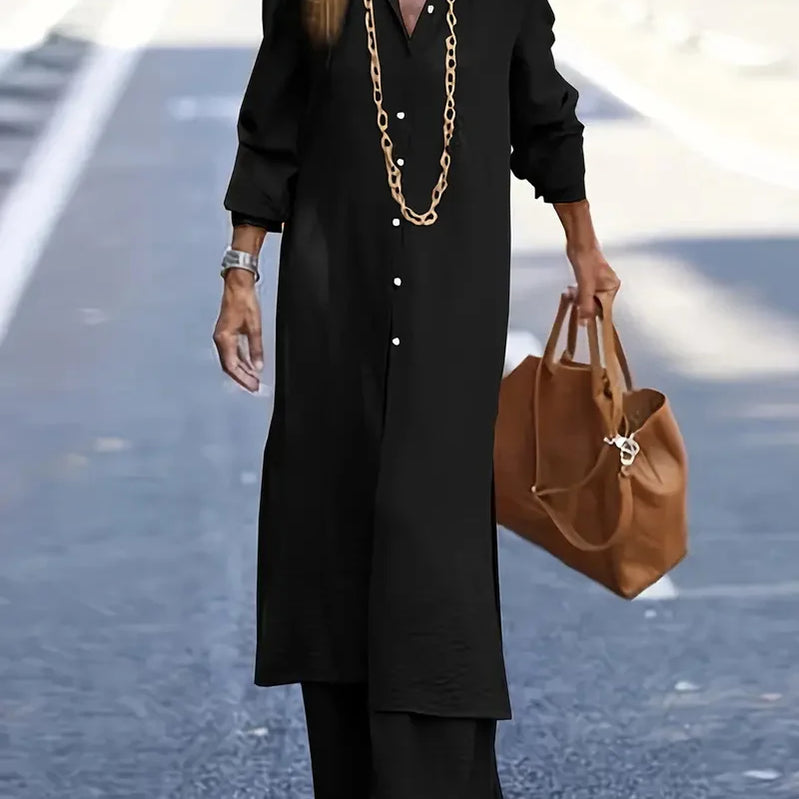 Summer Fashion Plus Size Women's New Matching Collection Elegant Loose Robe Wide Leg Pants Temperament Two Piece Set