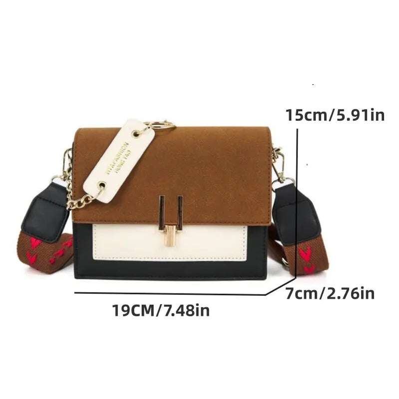 PU Small Bag Women's Wide Shoulder Strap Chain One-Shoulder Crossbody Bag