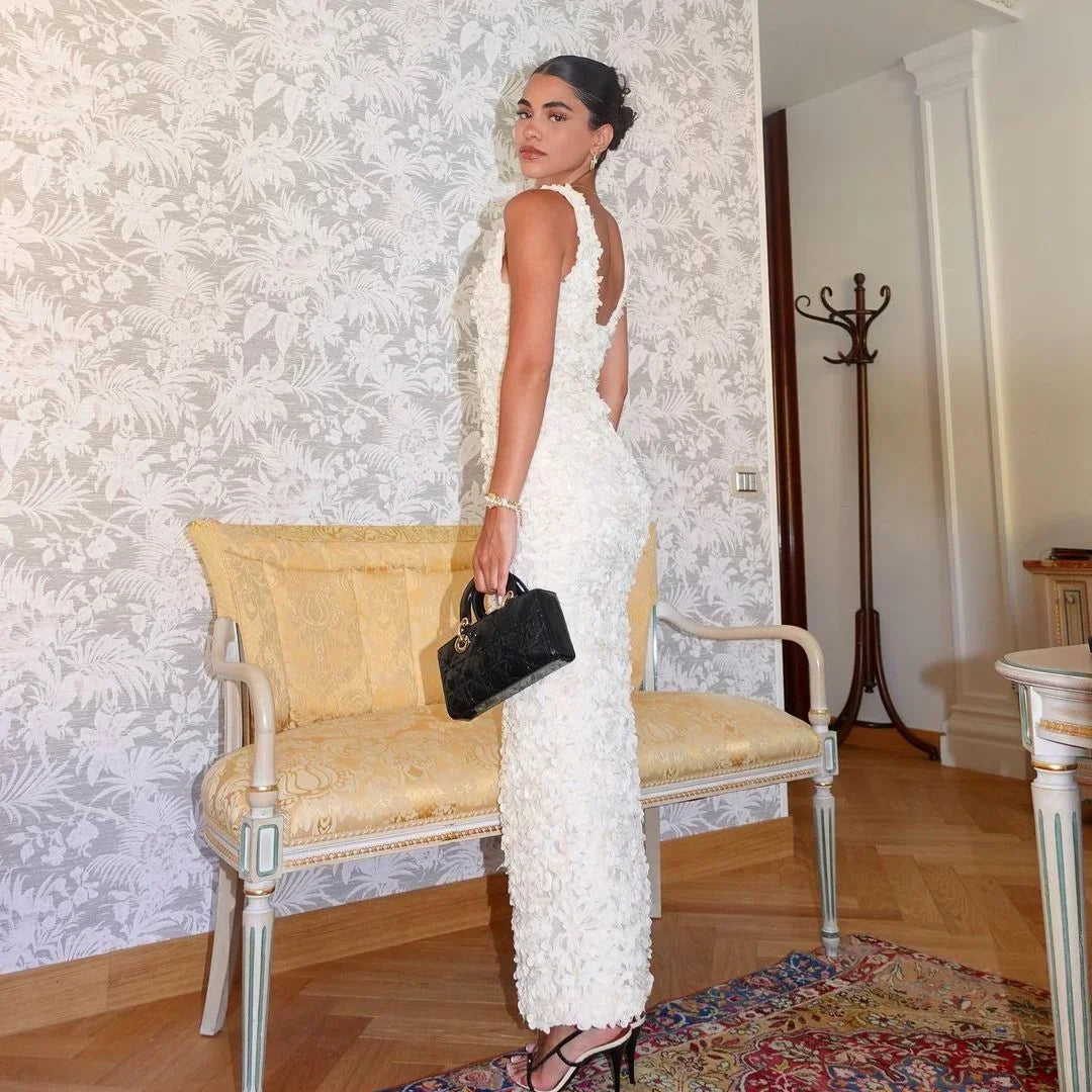 Suninheart Summer Formal Occasion Dress 2024 Elegant Flower See Through Maxi Dress Sexy Slim Wedding Guest Party Dresses Women