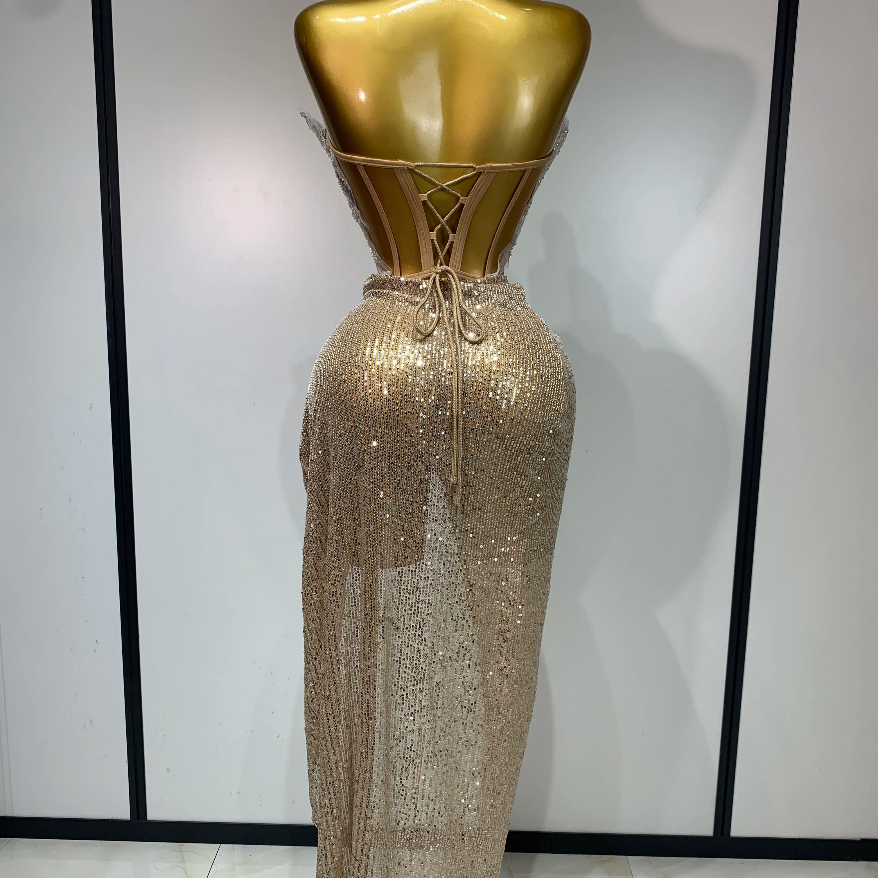 Women Sexy Singer Dancer Performan Costume Night Club Bar Girl Sparkly Sequins Diamond Party Two Piece Set Evening 0utfit