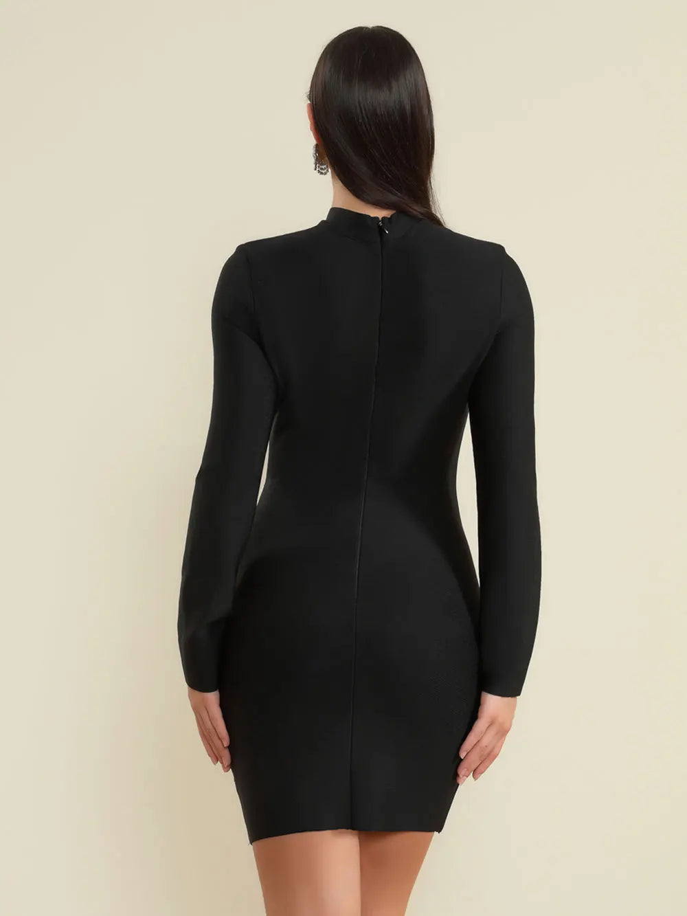 2025 Spring Elegant Women's Bandage Dress Stand Collar Long Sleeve Light Luxury Hot Diamond Bodycon Dress Club Party Vestidos