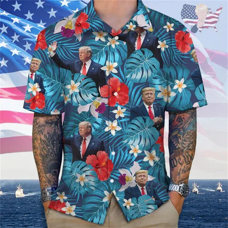 Funny USA Donald Trump Custom 3D Printed America Flag Shirt For Men Clothes USA Presidential Election Graphic Short Sleeve Tops Shirt-PYA39249