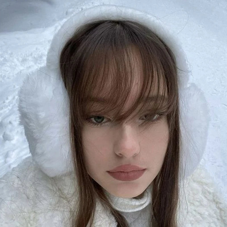 Plush Ear Muffs Warmer Foldable Ear Cover for Women Men Winter Warm Earflaps Outdoor Cold Protection Ear-Muffs Ear Cover Fashion B-White