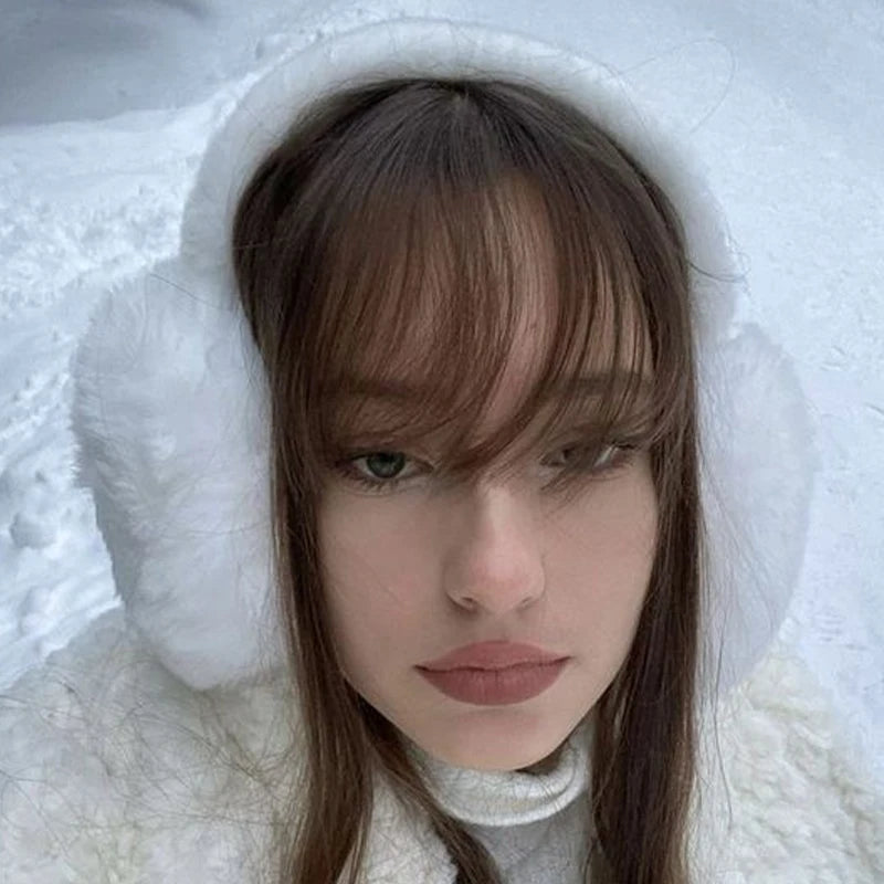 Plush Ear Muffs Warmer Foldable Ear Cover for Women Men Winter Warm Earflaps Outdoor Cold Protection Ear-Muffs Ear Cover Fashion B-White