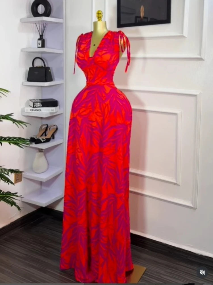 CM.YAYA Women Tie Dye Printed Sleeveless Big Swing Maxi Long Dress 2025 Summer Holiday Birthday Sexy Club Party Evening Dresses