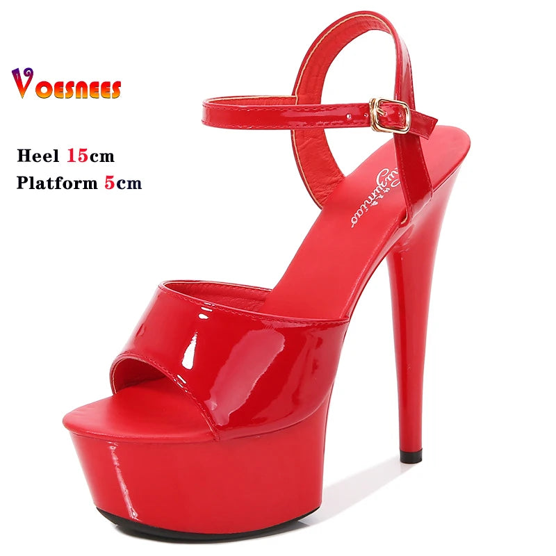 15CM Stiletto Waterproof Platform Sandals Stripper High Heels Women Sexy Show Shoes Platform High-heeled Wedding Shoes Size 43