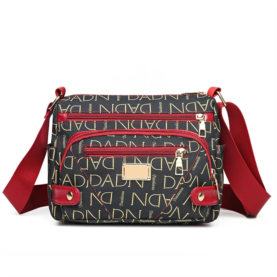 Vintage Women's Messenger Bag Ladies Crossbody Shoulder Shopper Sac A Main Many Pockets Female Handbags and Purses Red Letter