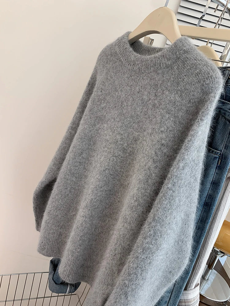 Women's Knitwear Sweaters Fashion Vintage Solid Color Sweater Oversized Loose Knitted Pullover for Women Autumn New