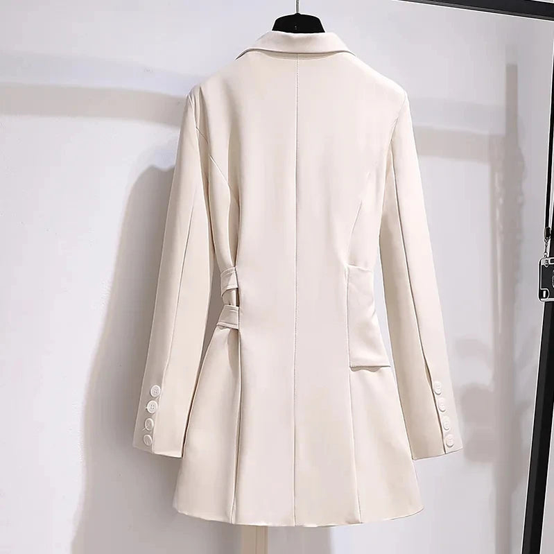 Women Blazer Autumn Women Clothing Belt Coats Long Sleeve Jacket Women Irregular Suit Dress for Women OL Solid Blazer Femme